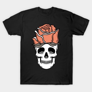 Skull with Rose Vintage Retro T-Shirt